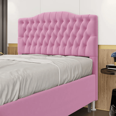 Cabeceira Estofada Decorativa Pollux Para Cama Box 140 Para Cama de Casal Sued Rosê Aradecor