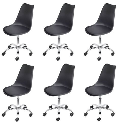 Kit 6 Cadeiras para Escritório Decorativa Giratória Joly 1108