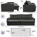 Ver imagem 2 de Sofá Sem Caixa Retrátil Reclinável 2,15m Cama inBox Versátil com Pillow Top e Molas Velusoft