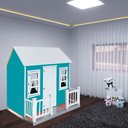 Ver imagem 4 de Casinha de Brinquedo com Cercado e Cortinas Azul/Branco - Criança Feliz