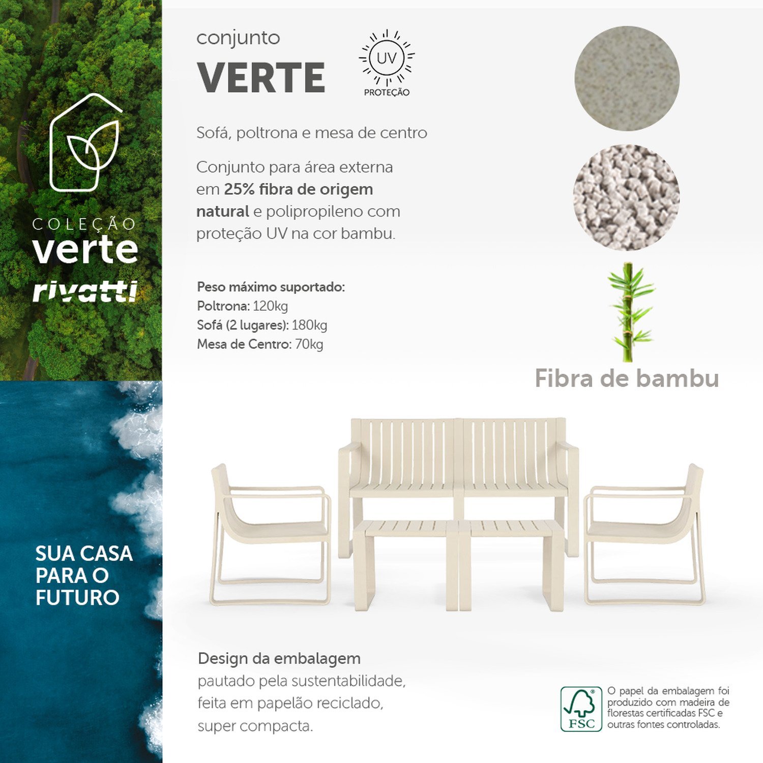 Conjunto de Móveis para Jardim 5 Peças Verte Eco - 3