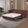 Sofá Cama Marcelle 2 Lugares 150 Casal Veludo Paris Pés de Madeira Talento Móveis - 4