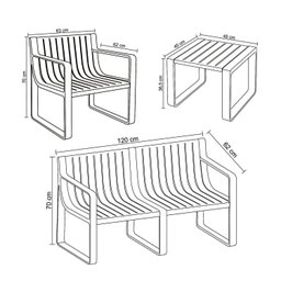 Conjunto Para Jardim com um Sofá, Duas Poltronas e Duas Mesas de Centro Verte Eco - 3