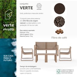 Conjunto Para Jardim com um Sofá, Duas Poltronas e Duas Mesas de Centro Verte Eco - 2