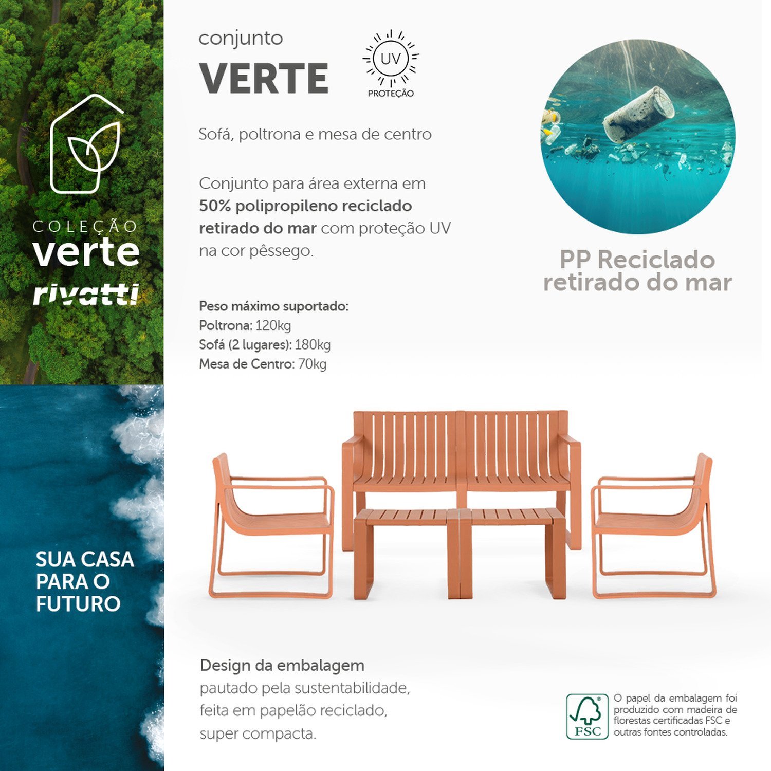 Conjunto de Móveis para Jardim 5 Peças Verte Eco - 4