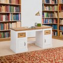 Ver imagem 1 de Escrivaninha Mesa Escritório de Madeira Maciça 2 Portas e 2 Gavetas Coleção England