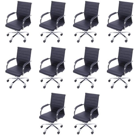 Kit 10 Cadeiras Escritório Diretor com Rodízio Esteirinha Florença 3322