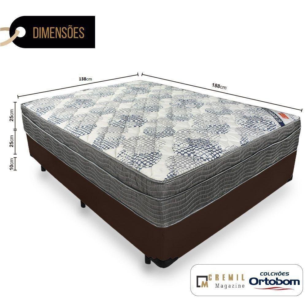 Cama Box Casal + Colchão De Molas Ensacadas - Ortobom - ISO SuperPocket 138cm Cor:Marrom - 2