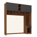 Ver imagem 2 de Guarda-roupa Solteiro Modulado Ponte Lugano 4 Portas 1 Gaveta Nogal/grafite - Hecol Móveis