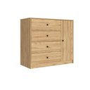 Ver imagem 2 de Cômoda Quarto 100cm 4 Gavetas 1 Porta com Puxador Metálico Cor:mel