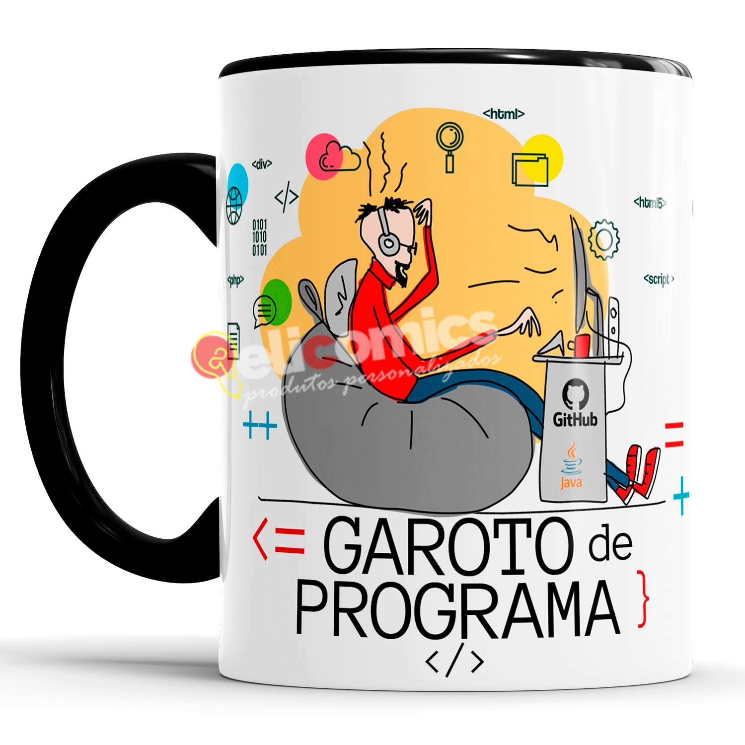 Caneca Garoto De Programa - alça e interior preto