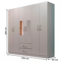 Ver imagem 3 de Guarda-Roupa Solteiro Atalaia 6 Portas 2 Gavetas com Espelho Branco - Evidência Móveis