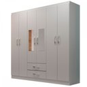 Ver imagem 2 de Guarda-Roupa Solteiro Atalaia 6 Portas 2 Gavetas com Espelho Branco - Evidência Móveis