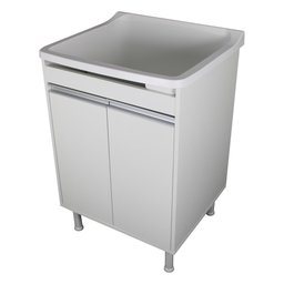 Tanque de Lavanderia com Gabinete 100% Mdf + Sifão + Válvula Cor:branco - 1