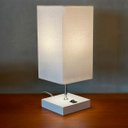 Ver imagem 2 de Kit 2 Abajur Luminaria de Mesa Quadrado Mdf Interruptor Ref 49 Decoração Casa Sala Quarto Escritório
