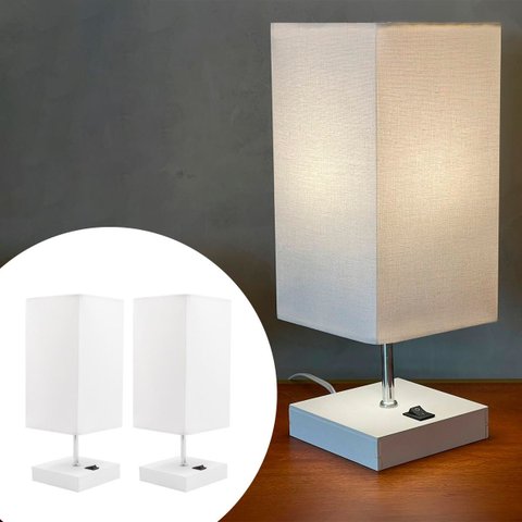 Kit 2 Abajur Luminaria de Mesa Quadrado Mdf Interruptor Ref 49 Decoração Casa Sala Quarto Escritório