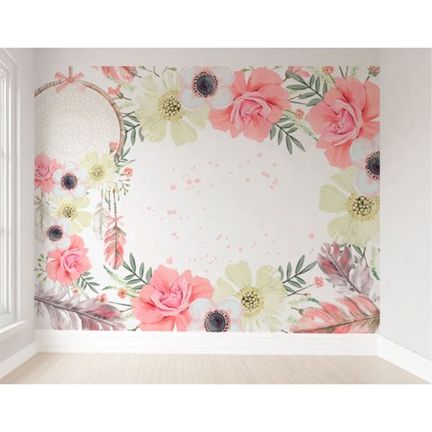 Papel de parede infantil rosa floral menina quarto de bebê M² pp13b