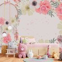 Ver imagem 3 de Papel de parede infantil rosa floral menina quarto de bebê M² pp13b