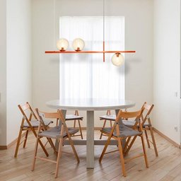 Pendente Haven na Cor Cobre com Globos Cor Âmbar para 3 Lâmpadas G9 de Led - 2