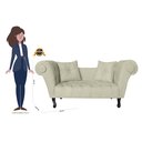 Ver imagem 4 de Recamier Decorativo Divã Dubai Couro Bege Pés Madeira Ms Decor