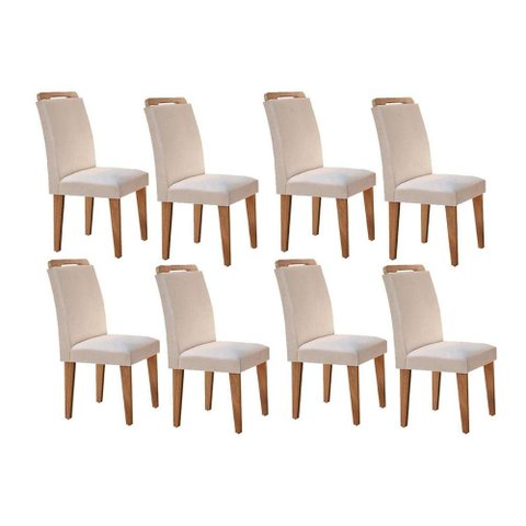 Conjunto: Mesa Sala Jantar Athenas Kit 8 Un Capuccino/veludo Creme - Rufato