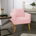 Ver imagem 2 de Poltrona Aline Suede Rosa Bebê Pés Palito Castanho - D’Rossi