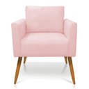 Ver imagem 3 de Poltrona Aline Suede Rosa Bebê Pés Palito Castanho - D’Rossi