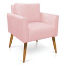 Ver imagem 1 de Poltrona Aline Suede Rosa Bebê Pés Palito Castanho - D’Rossi