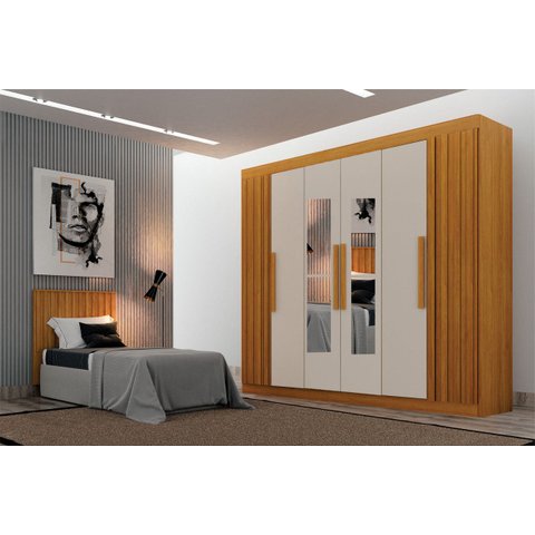 Dormitorio Ripado Espelho Solteiro 2PÇS Atenas - Arbo Design