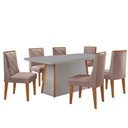 Ver imagem 2 de Mesa de Jantar Diane 180cm Tampo Mdf Vidro 6 Cadeiras Isadora Moderna Linho Capuccino Off White