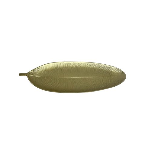 Centro de Mesa Folha em Madeira Dourada 60cm Zq0042 Btc