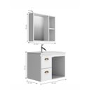 Ver imagem 2 de Gabinete Banheiro com Cuba e Espelheira 60cm Multimóveis VCR10072 Branco/Noce