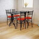 Ver imagem 2 de Conjunto Mesa Retangular 70x120cm Preta com 4 Cadeiras Epoxi