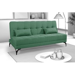 Sofá Cama Solteiro Nevada Reclinavel Revestimento Linho Pes em Ferro: Verde - 2