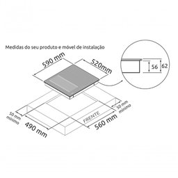 Cooktop de Indução 4 Bocas Preto com Zona Flexível Dako Diplomata 220v - 2