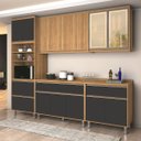 Ver imagem 1 de Armario Cozinha Completa Agata Ripado Com Balcão Freijó/Grafite