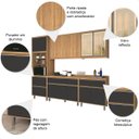 Ver imagem 5 de Armario Cozinha Completa Agata Ripado Com Balcão Freijó/Grafite