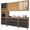 Ver imagem 2 de Armario Cozinha Completa Agata Ripado Com Balcão Freijó/Grafite