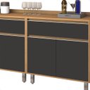 Ver imagem 4 de Armario Cozinha Completa Agata Ripado Com Balcão Freijó/Grafite