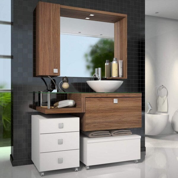 Gabinete para Banheiro com Espelheira Vicenza sem Cuba Espresso Móveis - 1