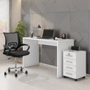 Ver imagem 1 de Kit 3 Peças com Cadeira para Escritório, Escrivaninha e Gaveteiro Gávea Espresso Móveis