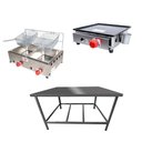Ver imagem 1 de Kit Lanchonete Mesa de Manipulação 100x55cm + Fritadeira a Gás 2 Cuba + Chapa a Gás 30cm