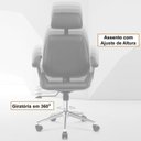Ver imagem 7 de Kit com 5 Cadeiras de Escritório Presidente Giratória com Apoio de Cabeça Office Lisboa Preto Rivatti