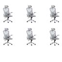 Ver imagem 1 de Kit 6 Cadeiras para Escritório Presidente Office Columbus com Tela Mesh Branco/Cinza