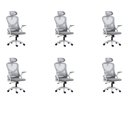 Ver imagem 1 de Kit 6 Cadeiras para Escritório Presidente Office Columbus com Tela Mesh Branco/Cinza Rivatti