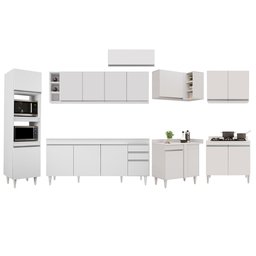 Armário de Cozinha Modulada de Canto 9 Peças CP04 Balcão Branco - Lumi Lumil Móveis - 6