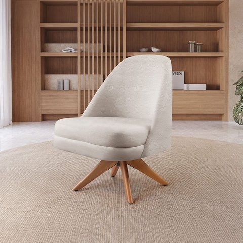 Poltrona Stella Decorativa Giratória Bouclé