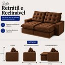 Ver imagem 3 de Sofá Milão Retrátil e Reclinável 230m - Marrom