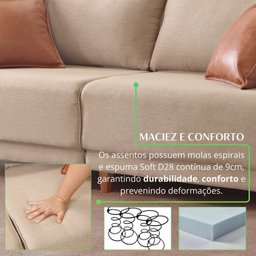 Sofá Living Canela 4 Lugares 245 cm Linho - 4