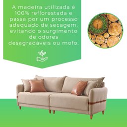 Sofá Living Canela 4 Lugares 245 cm Linho - 11